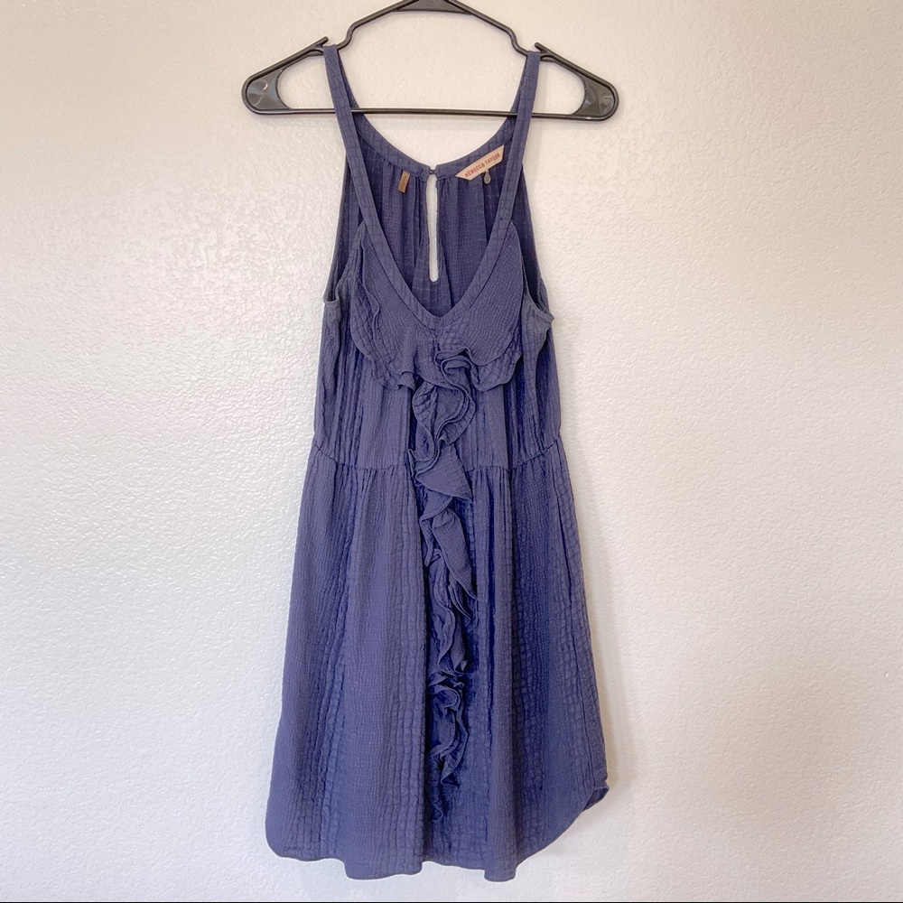 Rebecca Taylor Blue Alligator Embossed Silk V Neckline Dress Size 10